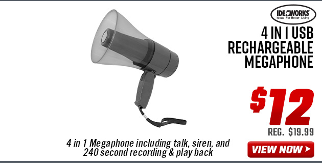 Ideaworks 4 in 1 USB Rechargeable Megaphone