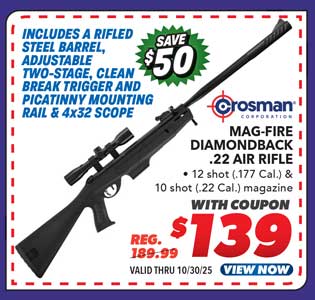 Crosman Mag-Fire Diamondback .22 Caliber Pellet Rife Combo