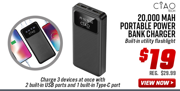 CIAO TECH 20,000 mAh Portable Power Bank Charger