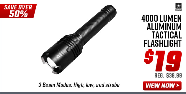U.S. Army 4000 Lumen Aluminum Tactical Flashlight
