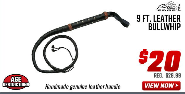 Rite Edge 9 Ft. Leather Bullwhip 