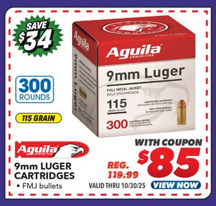 Aguila 9mm Luger Cartridges - 300 Rounds