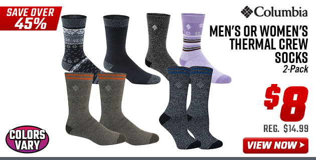 Columbia Men's or Women's Thermal Crew Socks