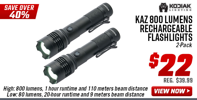 Kodiak Kaz 800 Lumens Rechargeable Flashlights 