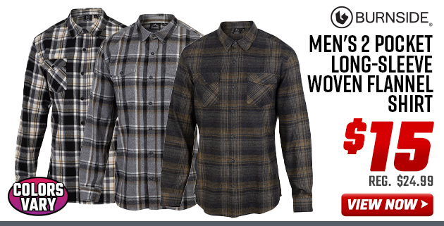 Burnside Men's 2 Pocket Long-Sleeve Woven Flannel Shirt