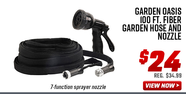 Garden Oasis 100 Ft. Fiber Garden Hose and Nozzle