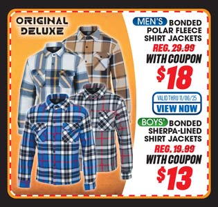 Original Deluxe OG Men's Bonded Polar Fleece Shirt Jacket or Boys' Bonded Sherpa Lined Shirt Jacket