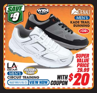Men's LA Gear Circuit Training Shoes or Denali Kade Trail Running Shoes