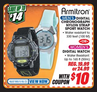 Armitron Digital Chronograph Nylon Strap Sport Watch or Women's Digital Watch