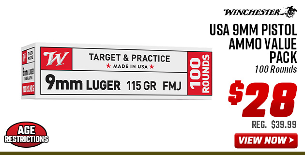 Winchester USA 9mm Pistol Ammo Value Pack