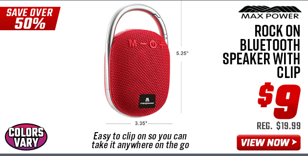 Max Power Rock On Bluetooth Speaker with Clip