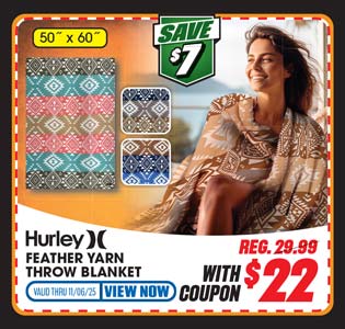 Hurley Feather Yarn Throw Blanket