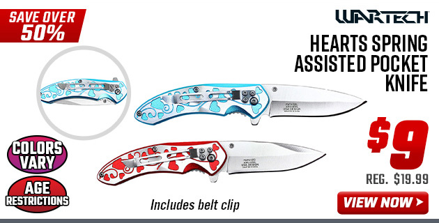 Wartech Hearts Spring Assisted Pocket Knife