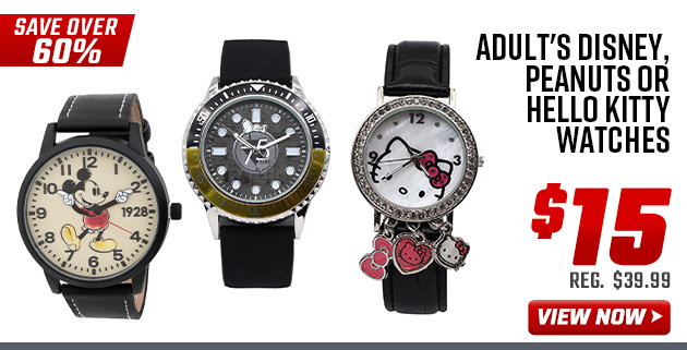 Adult's Disney, Peanuts or Hello Kitty Watches