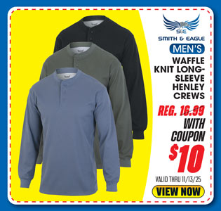Smith & Eagle Men's Waffle Knit Long-Sleeve Henley Shirt