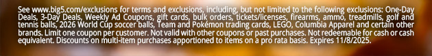 See www.big5.com/exclusions