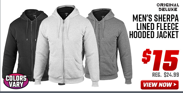 Original Deluxe Men's Sherpa Lined Fleece Hooded Jacket