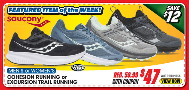 Saucony Men's or Women's Excursion Trail  or Cohesion Running Shoes