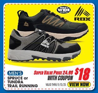 RBX Men's Spruce or Tundra Trail Running Shoes