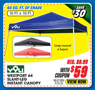 Yoli Westport 64 10' x 10' Slant Leg Instant Canopy