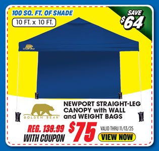 Golden Bear Newport 10'x10' Straight-Leg Canopy with Wall