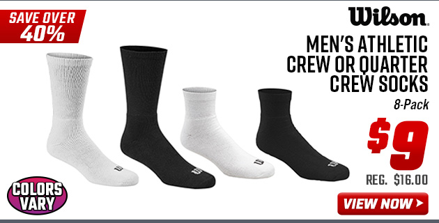 Wilson Men's Athletic Crew or Quarter Crew Socks