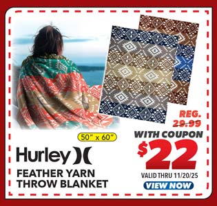 Hurley Feather Yarn Throw Blanket