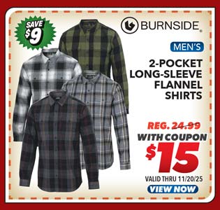  Burnside Men's 2 Pocket Long-Sleeve Flannel Shirt 