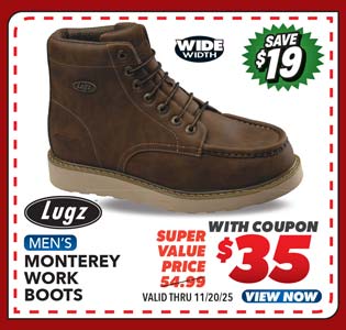 Lugz Monterey Steel Toe Men's Wide Work Boots