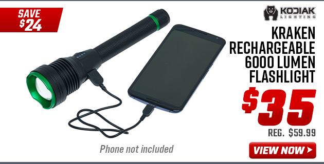 Kodiak Kraken Rechargeable 6000 Lumen Flashlight