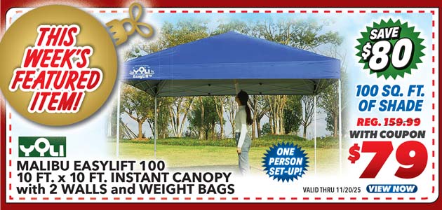 Yoli Malibu EasyLift 100 10' x 10' Straight Leg Instant Canopy Value Pack
