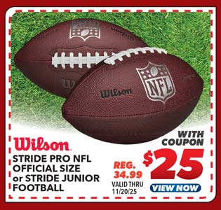 Wilson Stride Pro NFL Official Size or Stride Junior Football