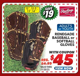 Rawlings Adult's or Youth Renegade Baseball or Softball Glove