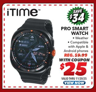 ITIME Round Pro Smart Watch with Rugged Silicone Band