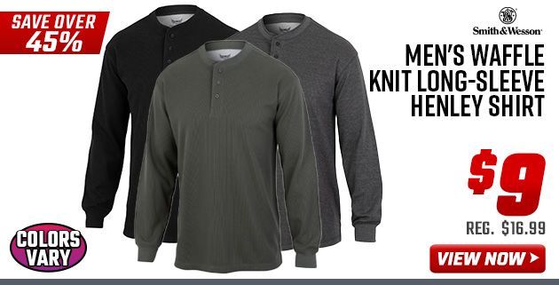 Smith & Eagle Men's Waffle Knit Long-Sleeve Henley Shirt