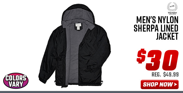 Victory Sportswear Men's Nylon Sherpa Lined Jacket