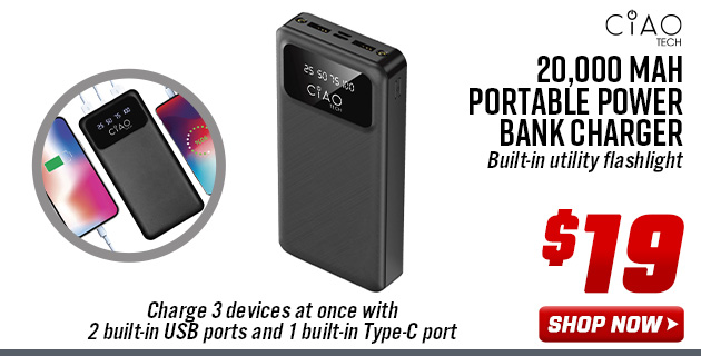 CIAO TECH 20,000 mAh Portable Power Bank Charger