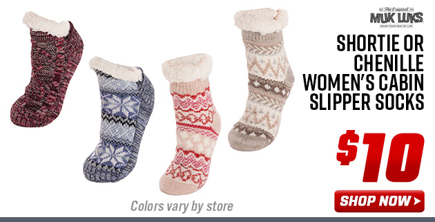 Muk Luks Shortie or Chenille Women's Cabin Slipper Socks