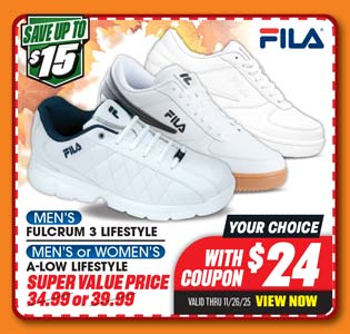 FILA Fulcrum 3 Men's or  A-Low Men's or Women's Lifestyle Shoes