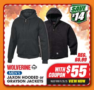 Wolverine Men's Jaxon Hooded or Grayson Jacket