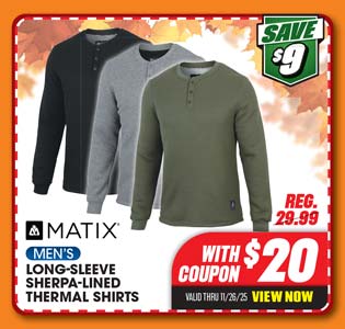 Matix Men's Long-Sleeve Sherpa Lined Thermal Shirt