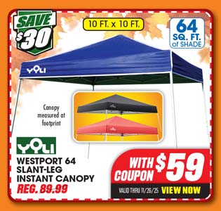 Yoli Westport 64 10' x 10' Slant Leg Instant Canopy
