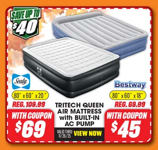 Sealy or Bestway Tritech Queen Air Mattress with Built-In AC Pump