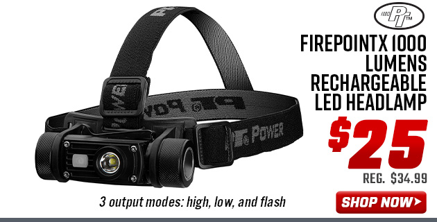 PT Power FirepointX 1000 Lumens Rechargeable LED Headlamp