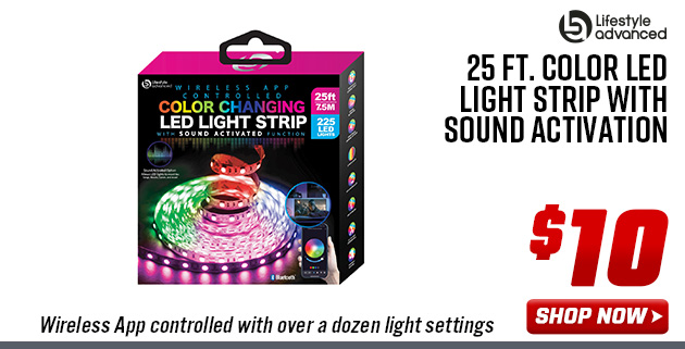 Lifestyle Advanced 25 Ft. Color LED Light Strip with Sound Activation