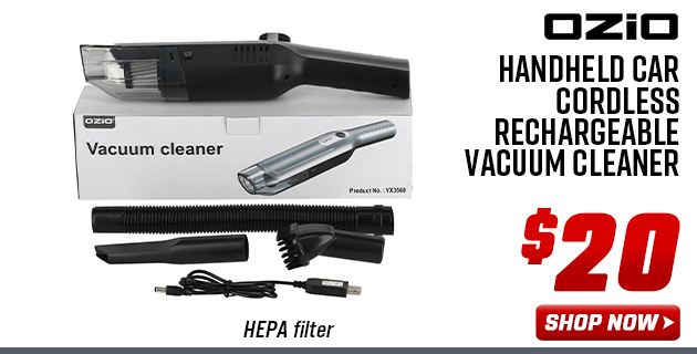 OZIO Handheld Car Cordless Rechargeable Vacuum Cleaner