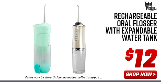 Total Vision Rechargeable Oral Flosser with Expandable Water Tank