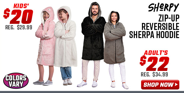 Sherpy Zip-Up Reversible Sherpa Hoodie