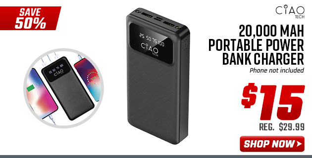 CIAO TECH 20,000 mAh Portable Power Bank Charger