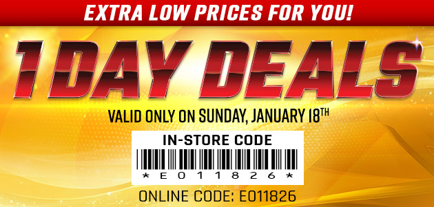 One Day Deals - SUNDAY, JANUARY 18